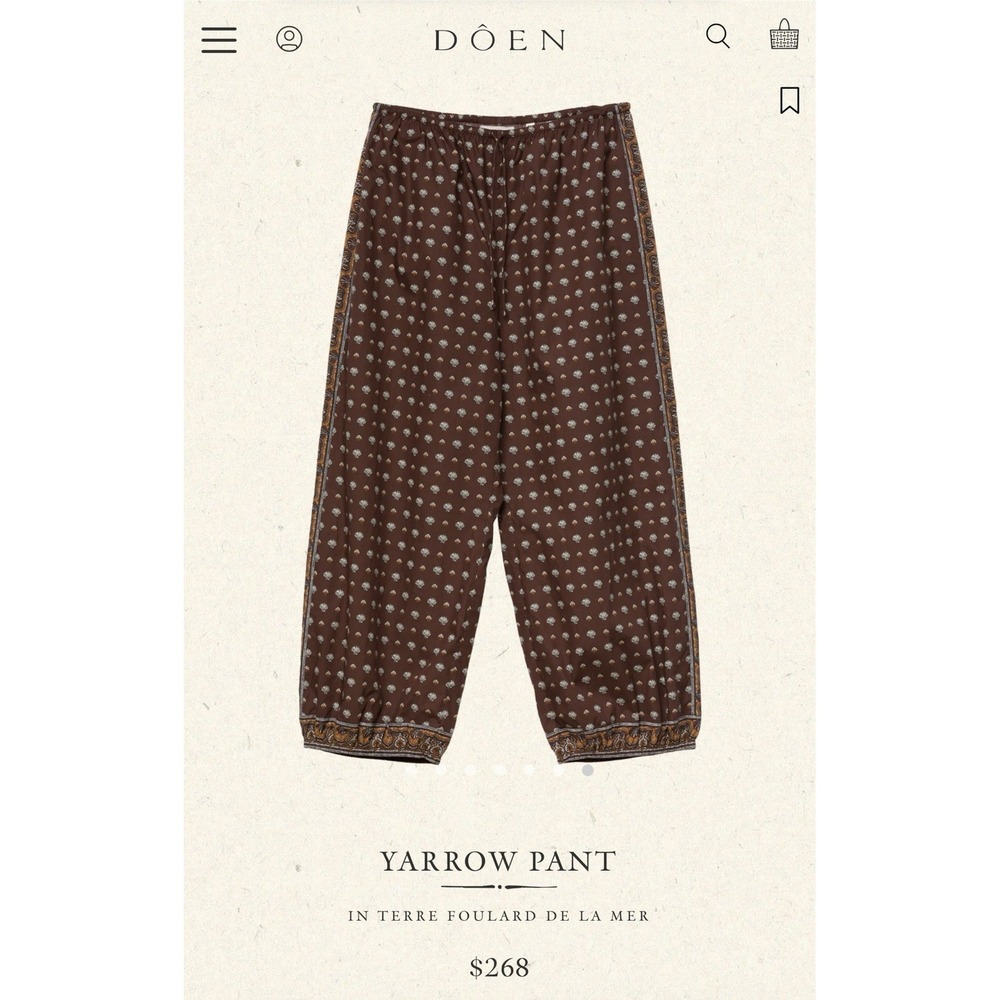 Doen Yarrow Pants Womens XS 100% Organic Cotton Boho Luxury Elastic waist - Picture 11 of 11